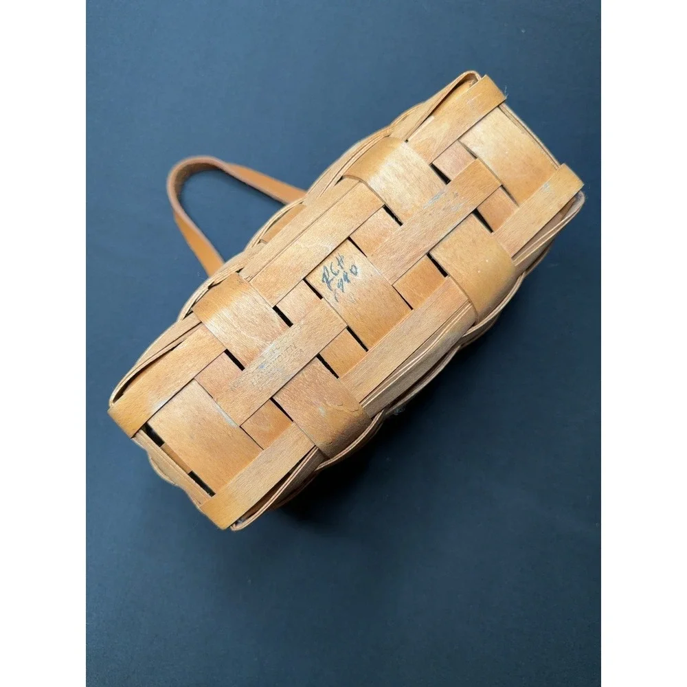 Longaberger Small Handwoven Basket Leather Handle Dresden Ohio USA